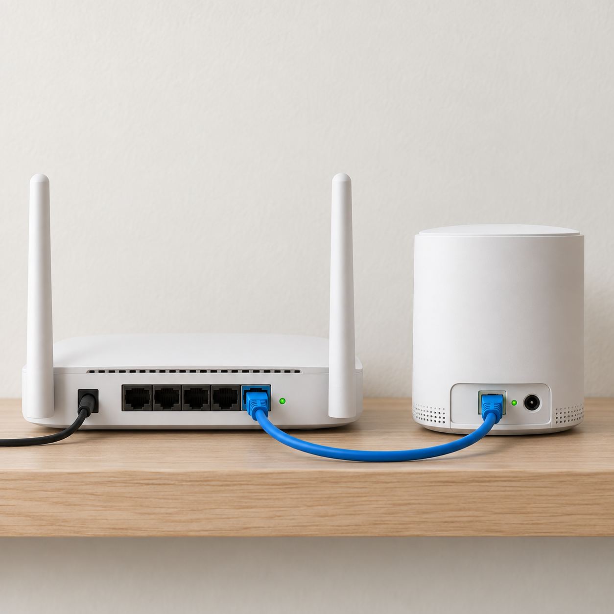 Otthoni WiFi-eszközök egy polcon